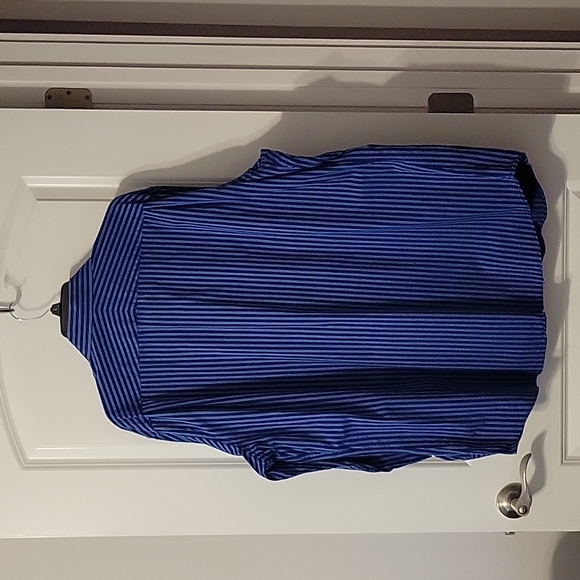 Dark blue/light blue striped mens button down shirt - Picture 5 of 7